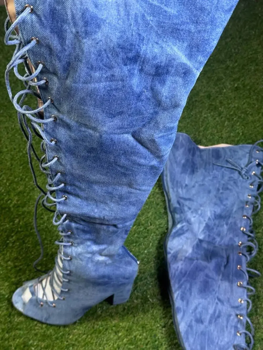 Fashion Nova Living Legacy Over The Knee Denim Boots - Picture 8 of 11